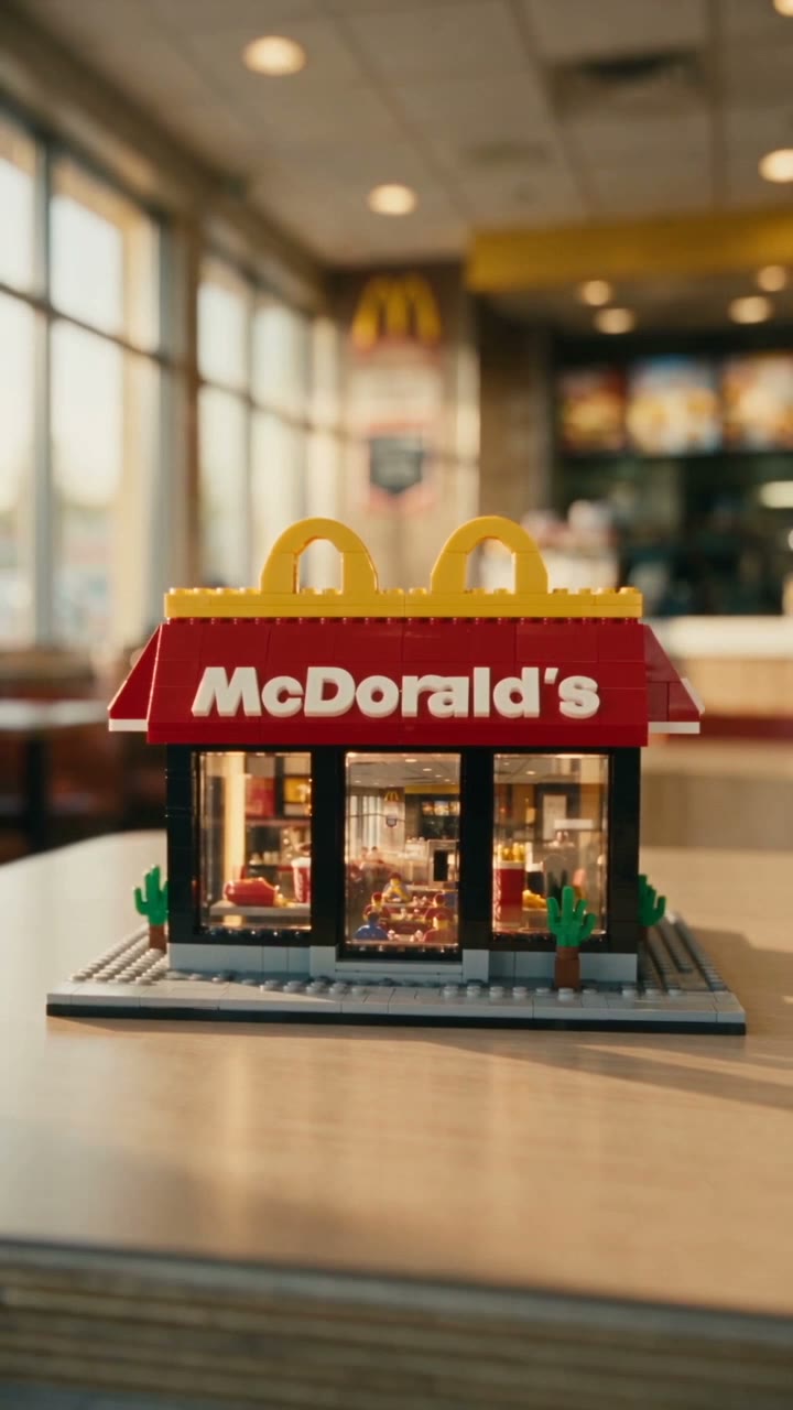 The restaurant revealed as a LEGO McDonald's model on a real table