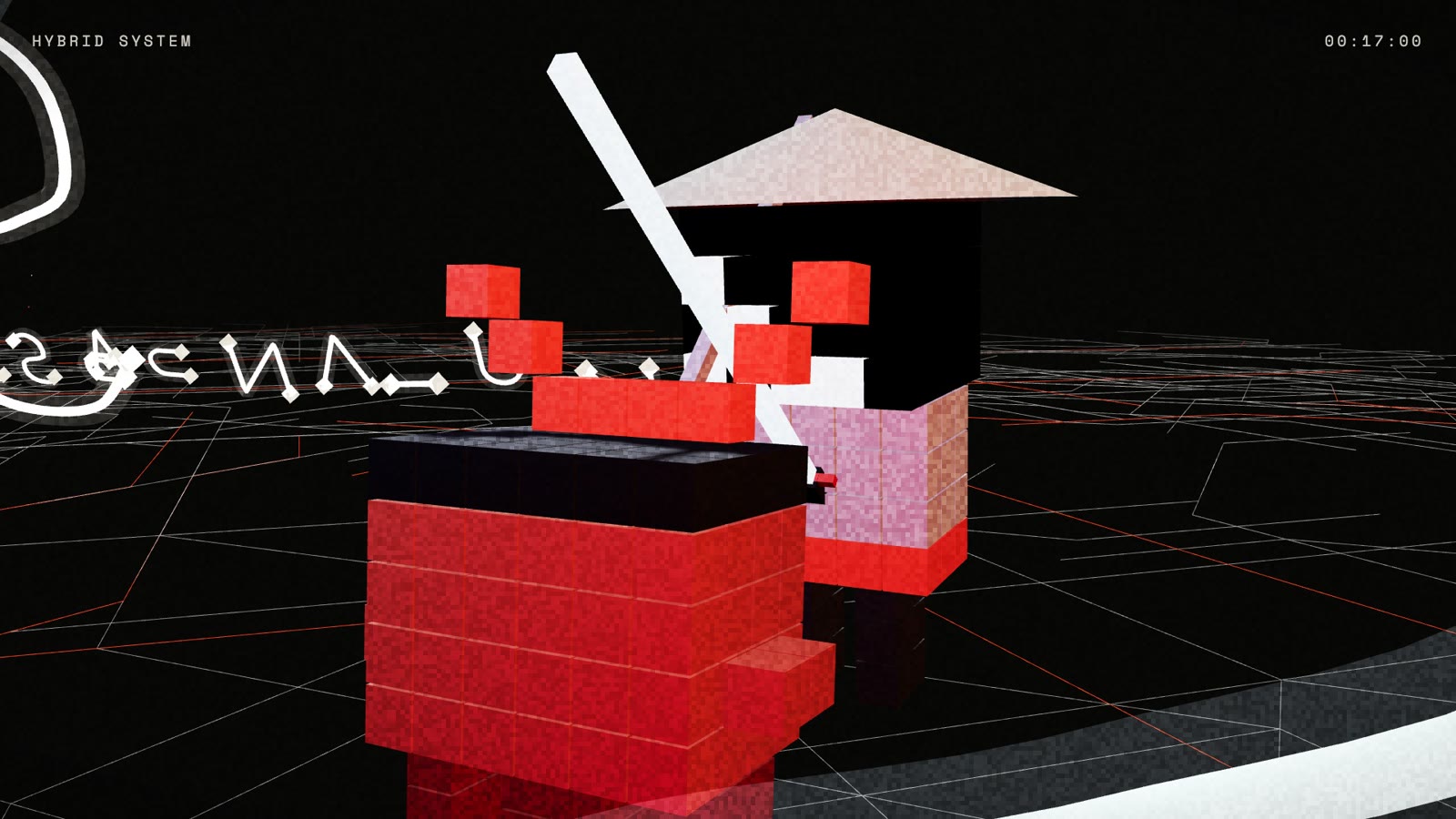 Process: circuit-board world with sword trails
