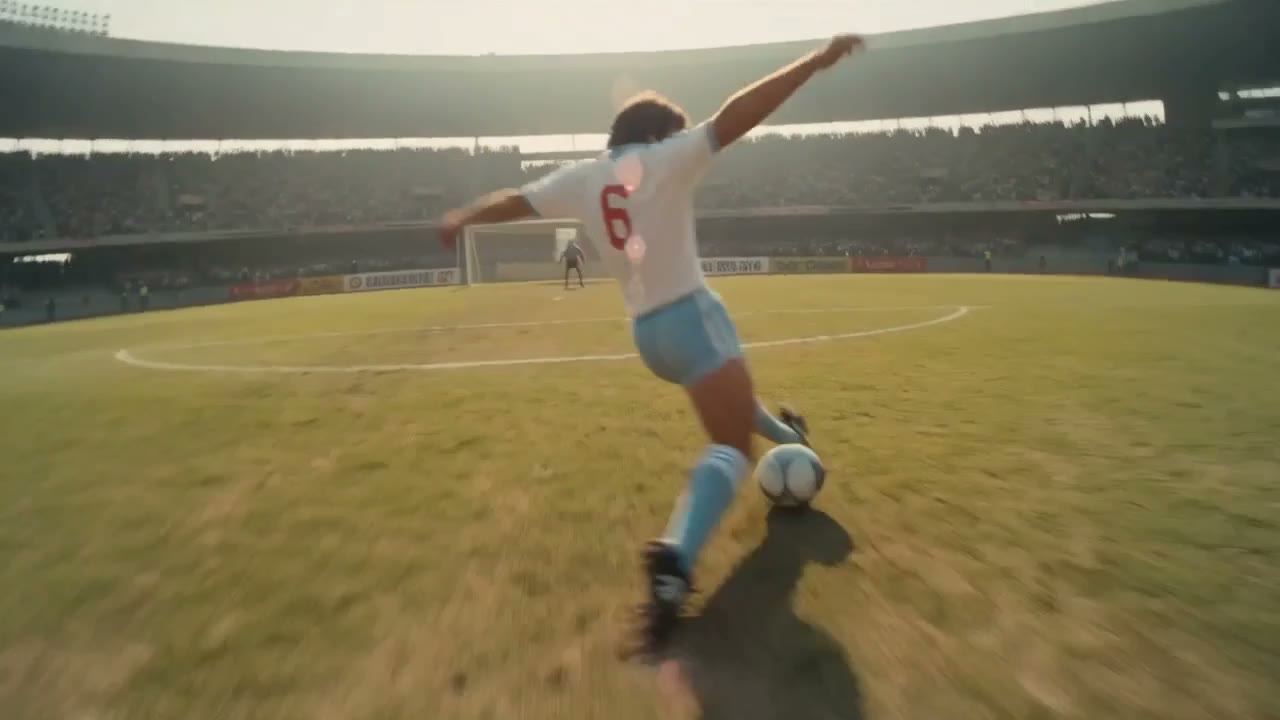 Point of view: an England defender slides in as the ball is carried past